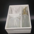 colored glass bath set with perfume bottle